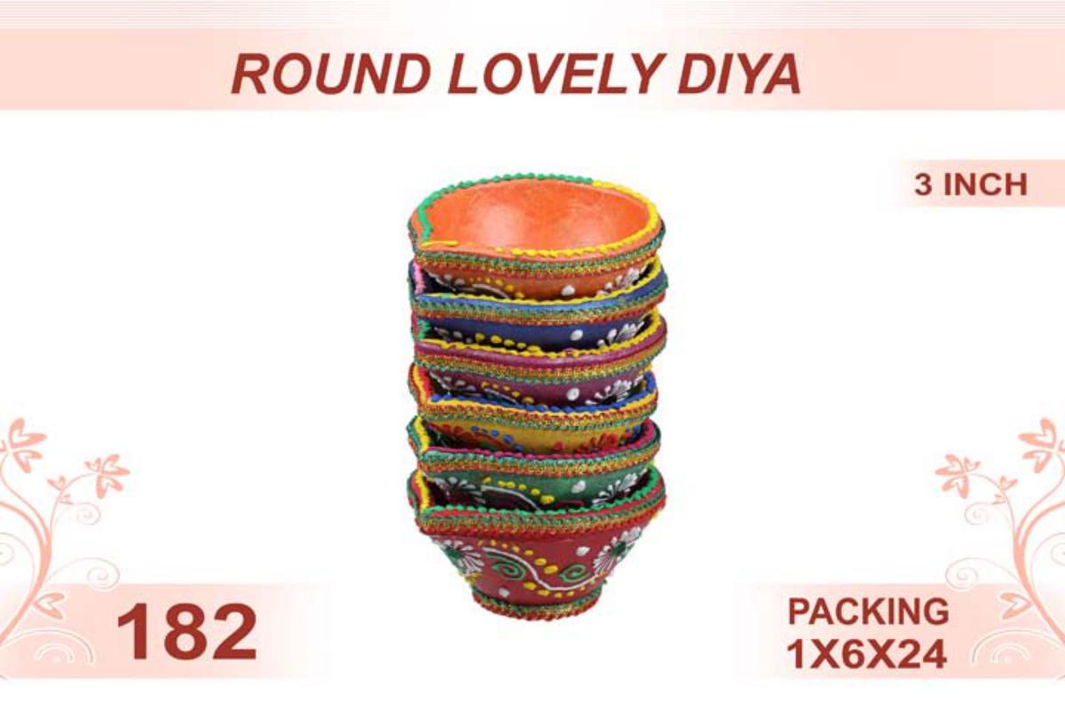 Round Lovely Diya 6pc 3inch #182