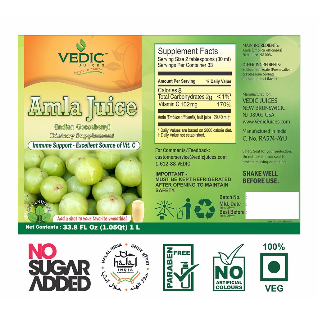 Vedic Amla Juice | Immune Support - Excellent Source of Vitamin C 1L Vedic Amla Juice | Immune Support - Excellent Source of Vitamin C 1L