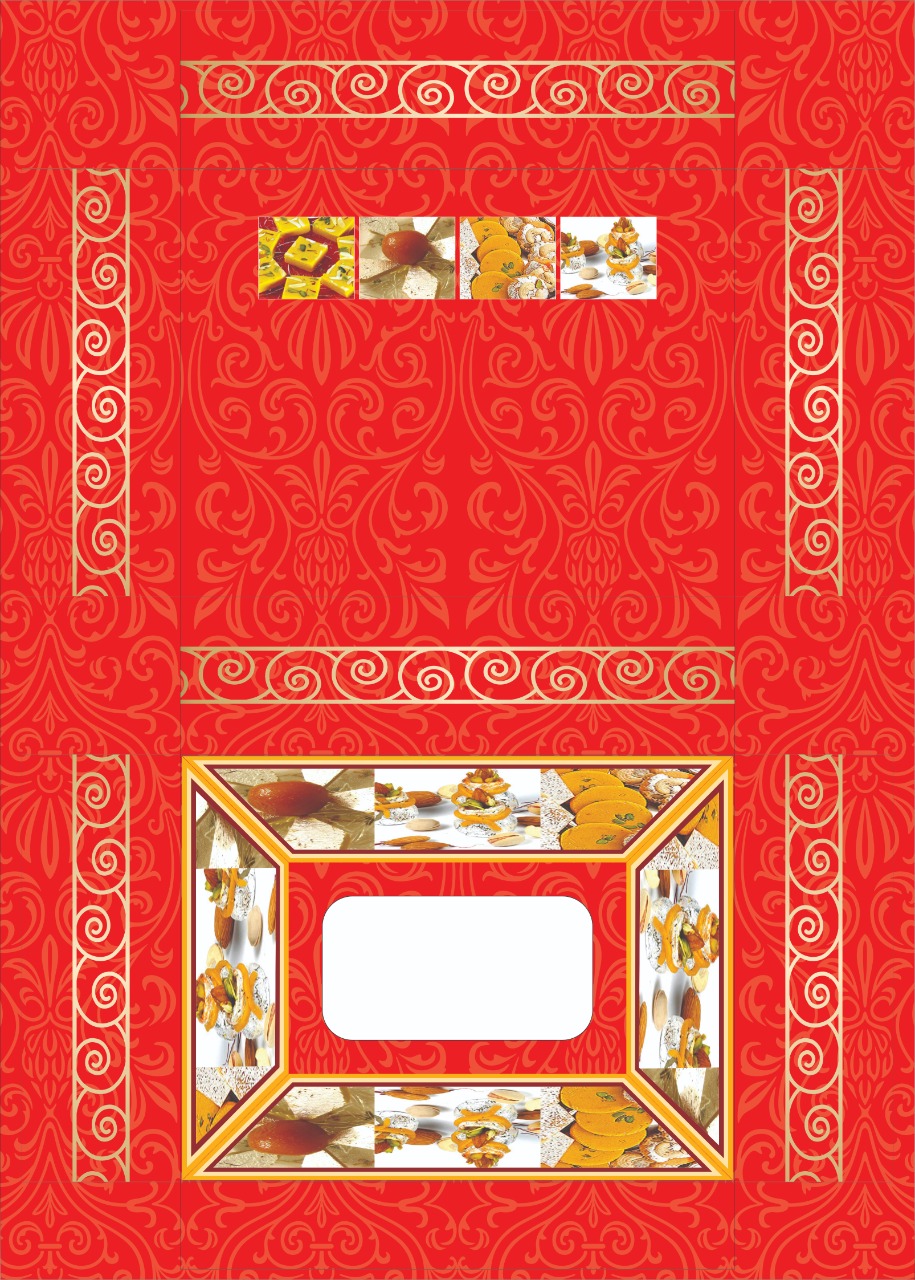 Wholesale Indian Sweet Folding Boxes - Flat Design (Red-100 pcs) - 500 Gms