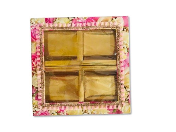 Empty DryFruit Boxes in Square Shape - 4 Compartment (400Gms) - 10 x10"