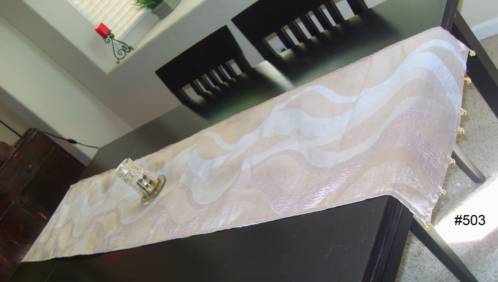 Table Runner 503 Beige Silk Home Linen Table Cloth Shieno