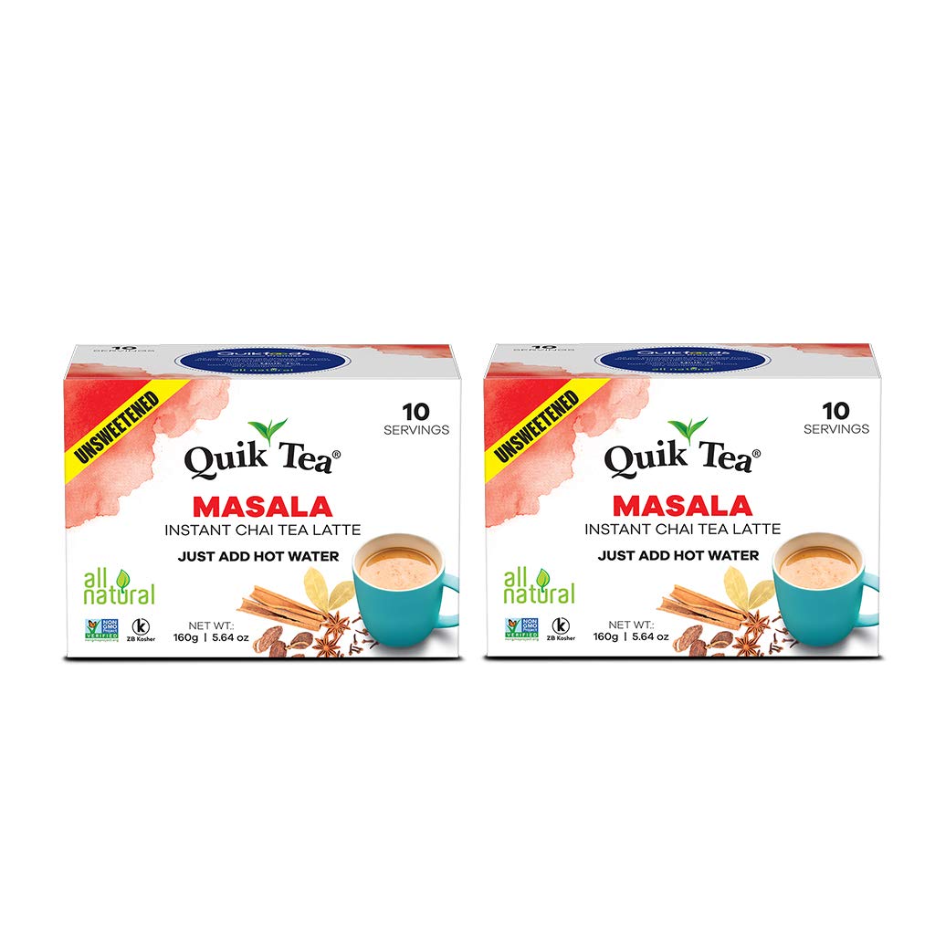 QuikTea Unsweetened Masala Chai Tea Latte - 20 Count (2 Boxes of 10 Each) QuikTea Unsweetened Masala Chai Tea Latte - 20 Count (2 Boxes of 10 Each)