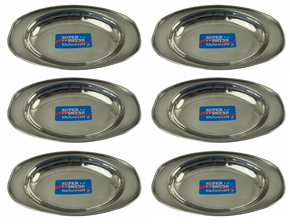 6 Pcs Stainless Steel Oval Serving Dish for Indian Restaurants 8" - 9" 6 Pcs Stainless Steel Oval Serving Dish for Indian Restaurants 8" - 9"