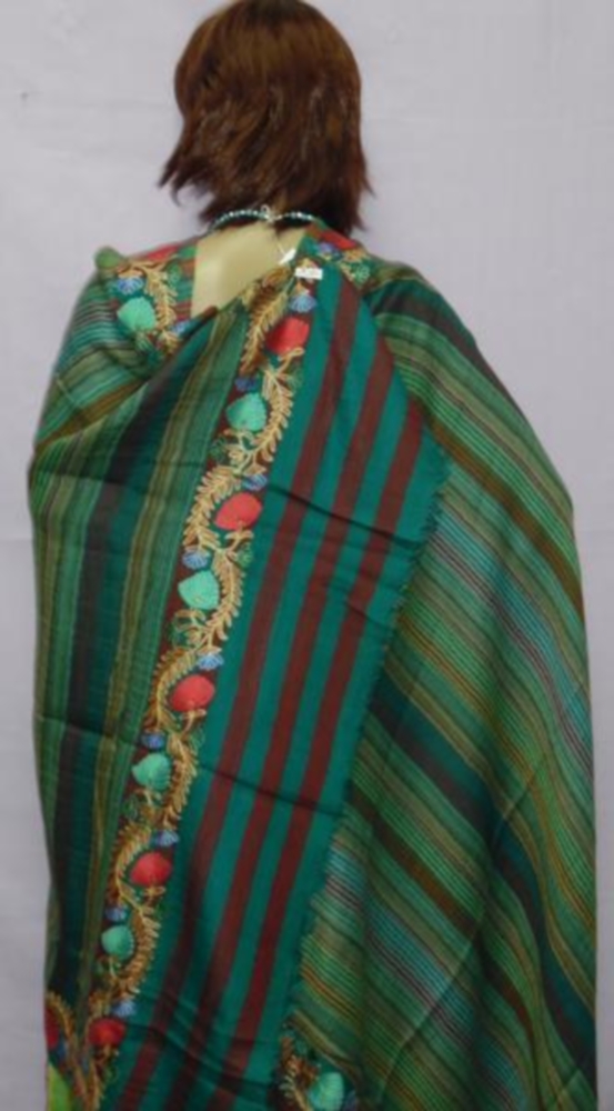 Warm Green Pashmina Angora Kashmiri Winter Wear Shawl Wrap #5150