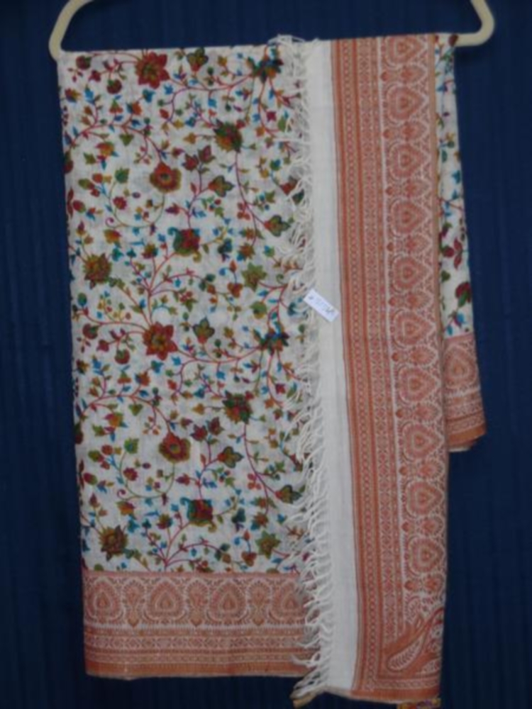 Ivory Pashmina Angora Kashmiri Winter Wrap Shawl