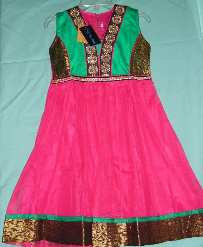 Girl’s 5307 Green Pink Anarkali Churidar Suit Size 32 Girl’s 5307 Green Pink Anarkali Churidar Suit Size 32
