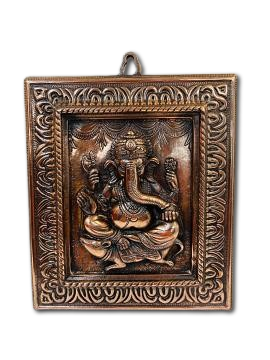 Black Metal Antique Wall Hanging Decor of Ganeshji in Frame - 15" # 2 Black Metal Antique Wall Hanging Decor of Ganeshji in Frame - 15" # 2