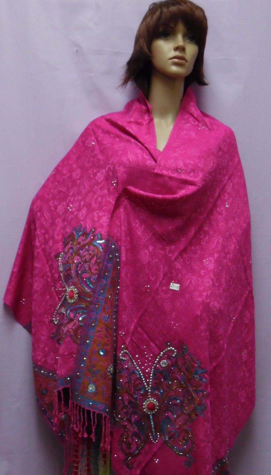 Elegant Pashmina Shawl, Winter Wear Angora Kashmiri Red or Pink Shawl #5364 Elegant Pashmina Shawl, Winter Wear Angora Kashmiri Red or Pink Shawl #5364