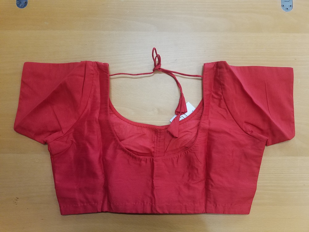 Plain Readymade Red Raw Silk Choli Blouse for Saree - Large Plus Size Plain Readymade Red Raw Silk Choli Blouse for Saree - Large Plus Size