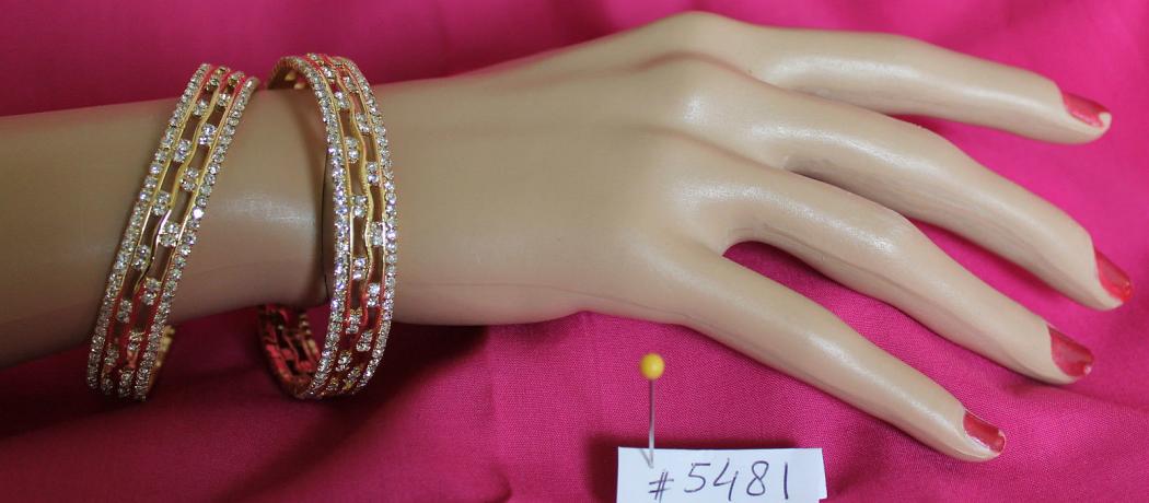 Traditional Golden Bangle Kada Indian Polki Jewelry Bracelet - 2 Pcs
