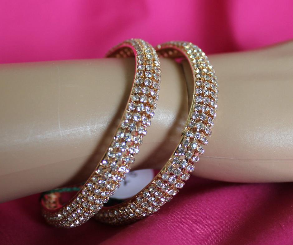 Fancy Golden Bangle Kadra / Indian Bracelet w/ Stone Work #5487 Fancy Golden Bangle Kadra / Indian Bracelet w/ Stone Work #5487