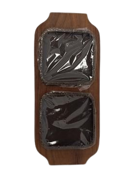 Sizzler Plate with Wooden Base in Rec. Shape W/2 Iron Plates - 14.5 x 6.25" Sizzler Plate with Wooden Base in Rec. Shape W/2 Iron Plates - 14.5 x 6.25"