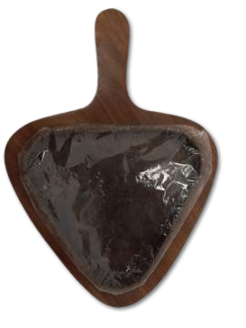 Sizzler Plate/Tray with Wooden Base in Triangle Shape W/Handle - 13 x 10"