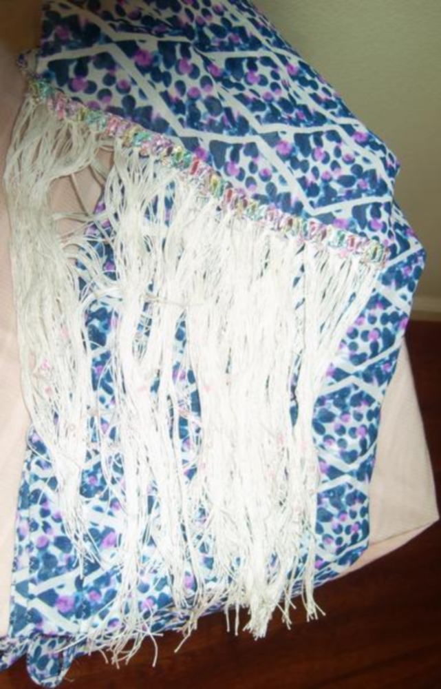 Blue Printed Georgette White Tassels Dupatta Chunni Stole Blue Printed Georgette White Tassels Dupatta Chunni Stole