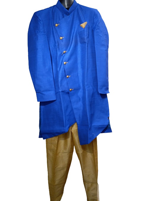 Traditional Indian Design Sherwani for Men - Bold Blue (S to 3XL) Traditional Indian Design Sherwani for Men - Bold Blue (S to 3XL)