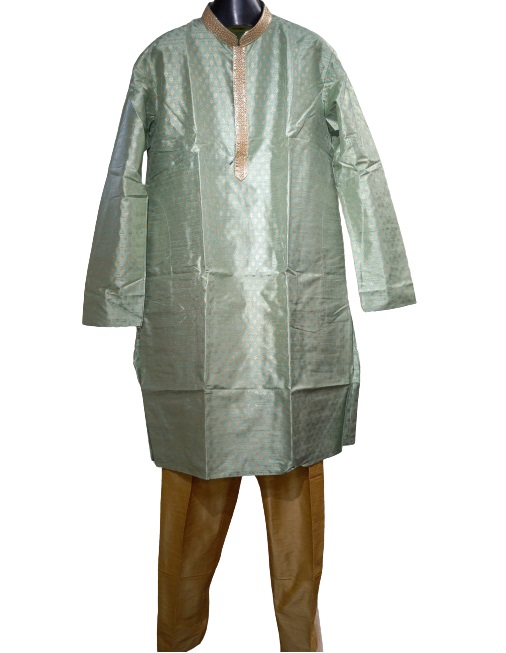 Traditional Indian Embroidery Kurta Pajama Set - Mint Green (S to 3XL) Traditional Indian Embroidery Kurta Pajama Set - Mint Green (S to 3XL)
