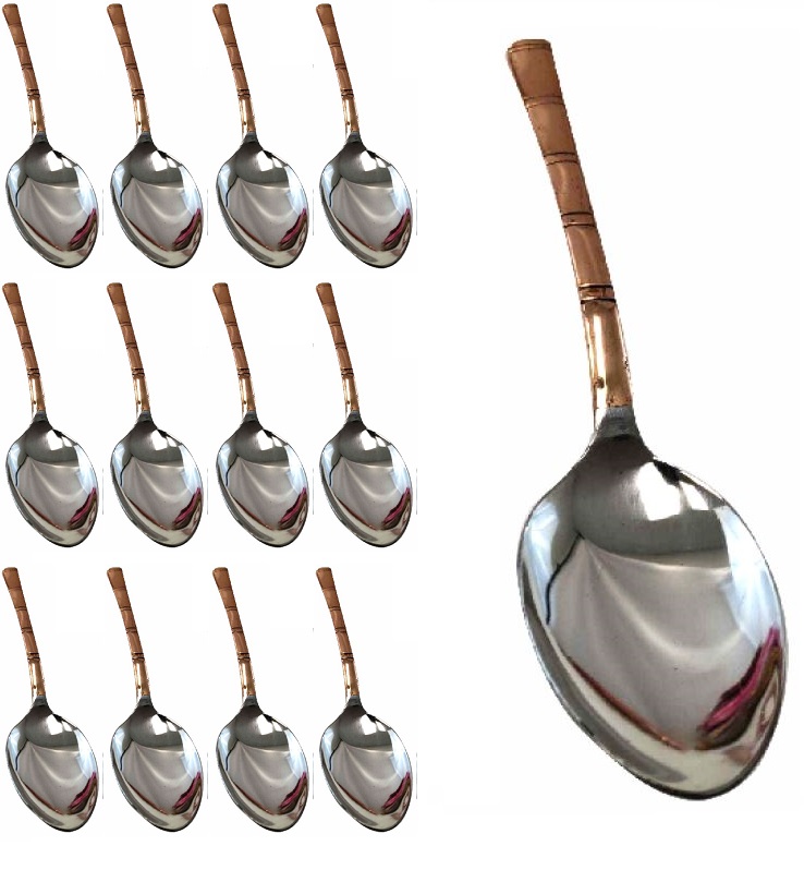 12 Pcs Copper Stainless Steel Serving Spoons for Home/Restaurants 8" Long