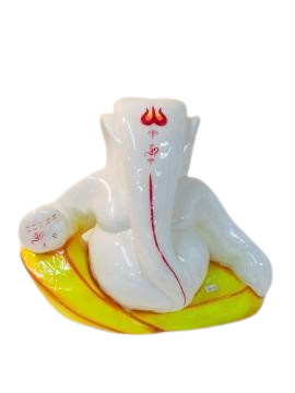 White Fiber in Marble Finishing Ganesh Statue in Abstract Style - 11.5" White Fiber in Marble Finishing Ganesh Statue in Abstract Style - 11.5"