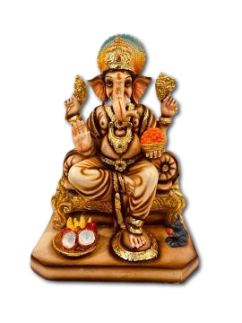 Beautiful Ganesh in Fiber W/Wooden Finish & Colorful Statue - 10" # 5 Beautiful Ganesh in Fiber W/Wooden Finish & Colorful Statue - 10" # 5