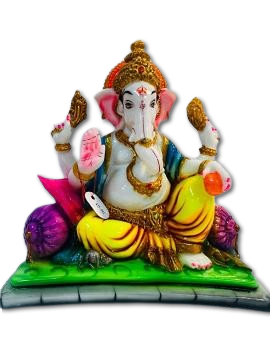Beautiful n Colorful Design of Fiber Ganesh Statue - 11" # 4 Beautiful n Colorful Design of Fiber Ganesh Statue - 11" # 4
