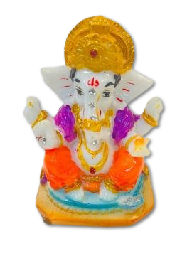 Beautiful n Colorful Fiber Very Small Ganesh Statue - 3" # 4 Beautiful n Colorful Fiber Very Small Ganesh Statue - 3" # 4