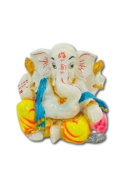 Beautiful n Colorful Fiber Small Ganesh Statue - 4.5" # 26