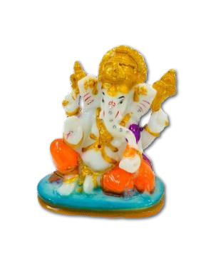 Beautiful n Colorful Fiber Small Ganesh Statue - 5" # 31