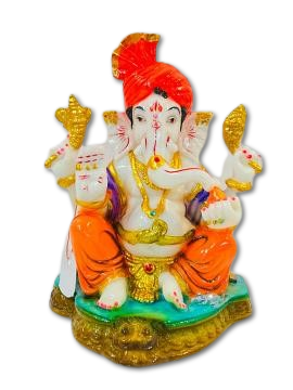 Beautiful n Colorful Fiber Medium Ganesh Statue - 8.5" # 65