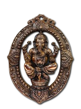 Black Metal Antique Wall Hanging Decor of Ganeshji in Oval - 17.5" Black Metal Antique Wall Hanging Decor of Ganeshji in Oval - 17.5"