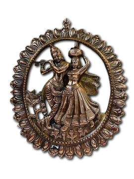 Black Metal Antique Wall Hanging Decor of Radha Krishna - 17" Black Metal Antique Wall Hanging Decor of Radha Krishna - 17"