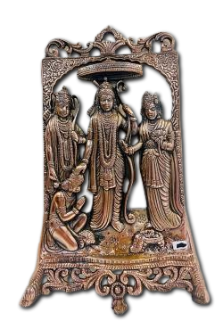 Black Metal Antique Wall Hanging Decor of Ram Darbar - 16"