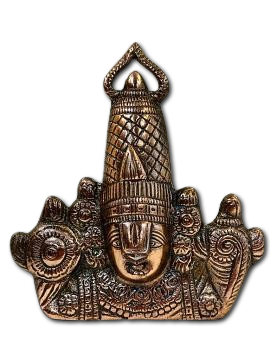 Black Metal Antique Wall Hanging Decor of Tirupati Balaji (Face) - 7"