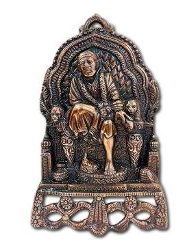 Black Metal Antique Wall Hanging Decor of Sai Baba on Sinhasan - 10" Black Metal Antique Wall Hanging Decor of Sai Baba on Sinhasan - 10"