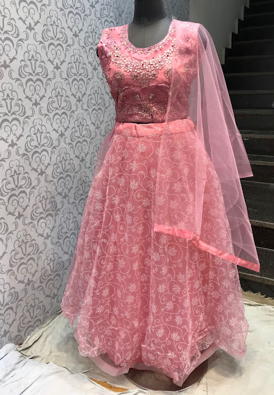 Lehenga Pastel Peach Net Party Wear Lehenga Set Medium Size Choli Lehenga Pastel Peach Net Party Wear Lehenga Set Medium Size Choli
