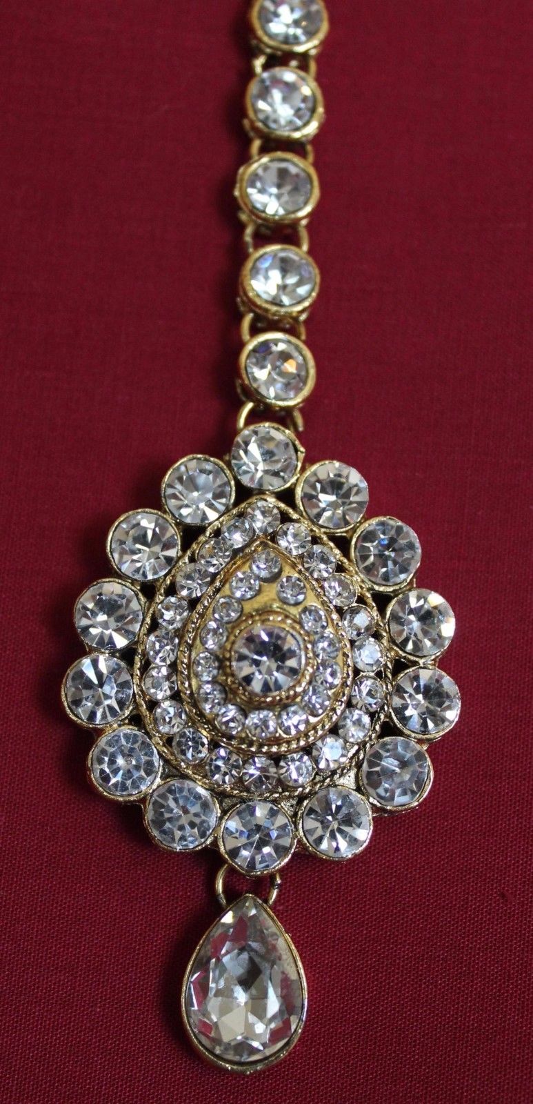Maang Tikka Head Jewelry in Gold Tone w/ Stone Work