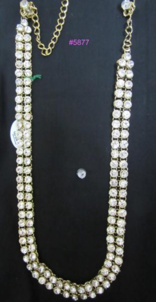 REDUCED TO CLEAR Indian Stone Gold White Long Necklace Kamar Band Bollywood 