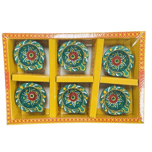 Fancy Colorful Decorative Diwali Clay Diyas-pack of 6 (C144) Fancy Colorful Decorative Diwali Clay Diyas-pack of 6 (C144)