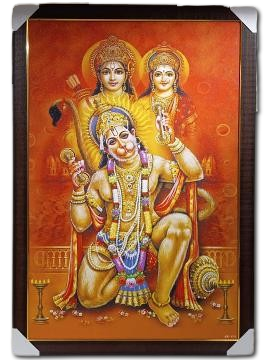 Beautiful Wooden Framed Canvas Print Picture of Hanumanji # 5 - 23 x 33" Beautiful Wooden Framed Canvas Print Picture of Hanumanji # 5 - 23 x 33"