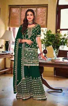 Green Festive Wear Sharara w/ Sequin Work - Size 48 Green Festive Wear Sharara w/ Sequin Work - Size 48