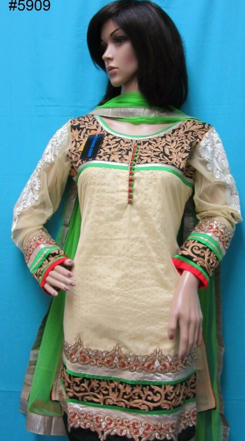 Patiyala Style Green Net Salwar Kameez Dupatta Suit (S) Patiyala Style Green Net Salwar Kameez Dupatta Suit (S)
