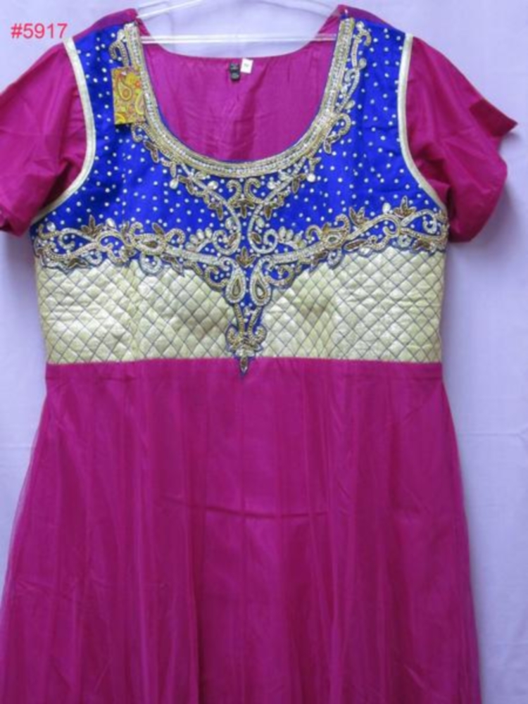 Splendid Flared Net Anarkali Suit w/ Zari Tilla Work in Plus Size XXL Splendid Flared Net Anarkali Suit w/ Zari Tilla Work in Plus Size XXL