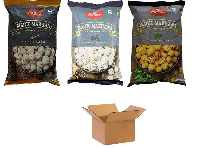 Wholesale Haldiram Phool Makhana Assorted 3 Flavors 30g X 40 Packs (1 Case) Wholesale Haldiram Phool Makhana Assorted 3 Flavors 30g X 40 Packs (1 Case)