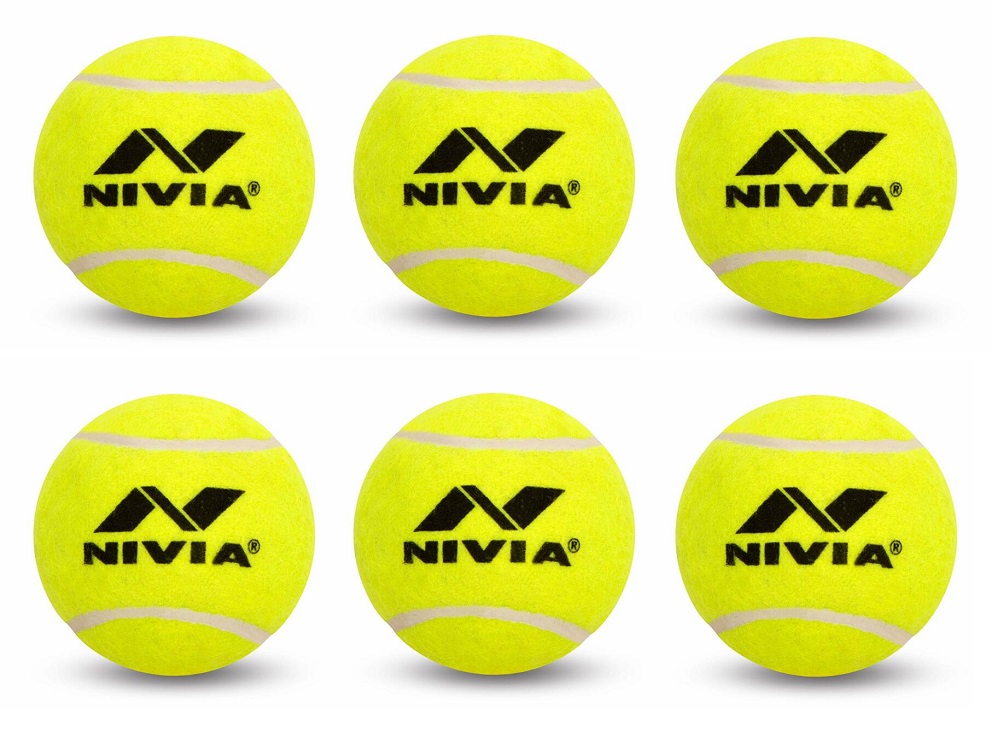 Nivia Heavy Cricket Tennis Balls - Box of 6 Yellow Balls