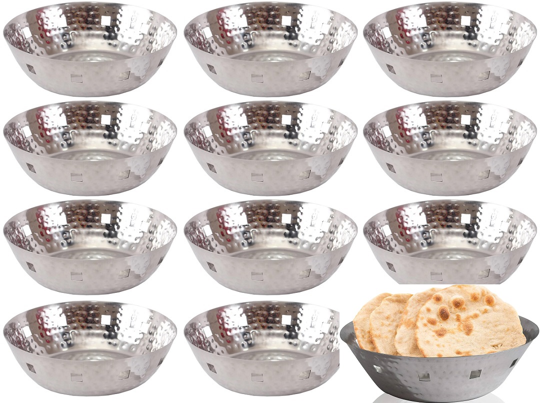 12 Pcs SS Round Roti / Naan / Bread Serving Basket for Restaurant / Home 12 Pcs SS Round Roti / Naan / Bread Serving Basket for Restaurant / Home