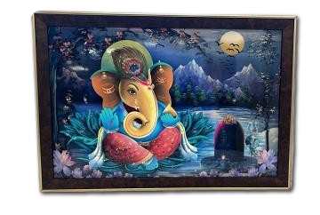 Beautiful Wooden Fiber Acrylic Wall Piece of Ganeshji # 3 - 19.5 x 13.5" Beautiful Wooden Fiber Acrylic Wall Piece of Ganeshji # 3 - 19.5 x 13.5"