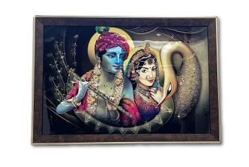 Beautiful Wooden Fiber Acrylic Wall Piece of Radha Krishna #2 - 19.50 x 13" Beautiful Wooden Fiber Acrylic Wall Piece of Radha Krishna #2 - 19.50 x 13"