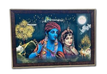Beautiful Wooden Fiber Acrylic Wall Piece of Radha Krishna #3 - 19.50 x 13" Beautiful Wooden Fiber Acrylic Wall Piece of Radha Krishna #3 - 19.50 x 13"