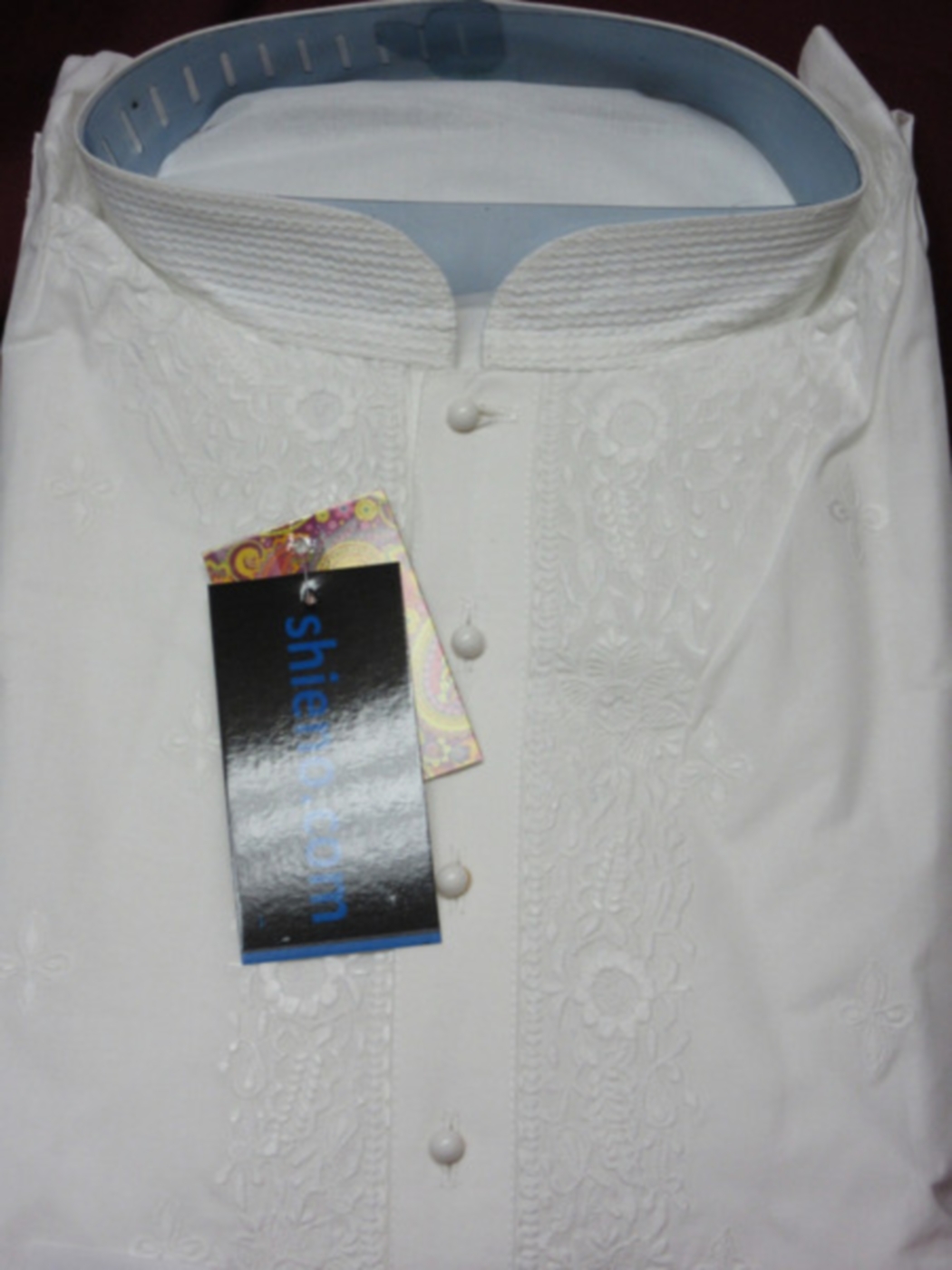 Men's White Kurta Pajama Set w/ Lucknavi work Detail (M - XL) Men's White Kurta Pajama Set w/ Lucknavi work Detail (M - XL)