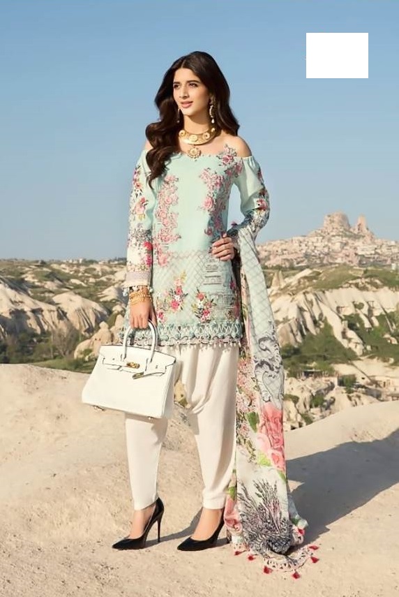 Cool Light Blue Embroidered Plazzo Anarkali Salwar Kameez Suit (Unstitched)