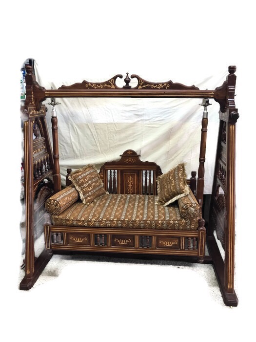 Indoor Teak Wood Carved Panel Traditional Swing Jhula